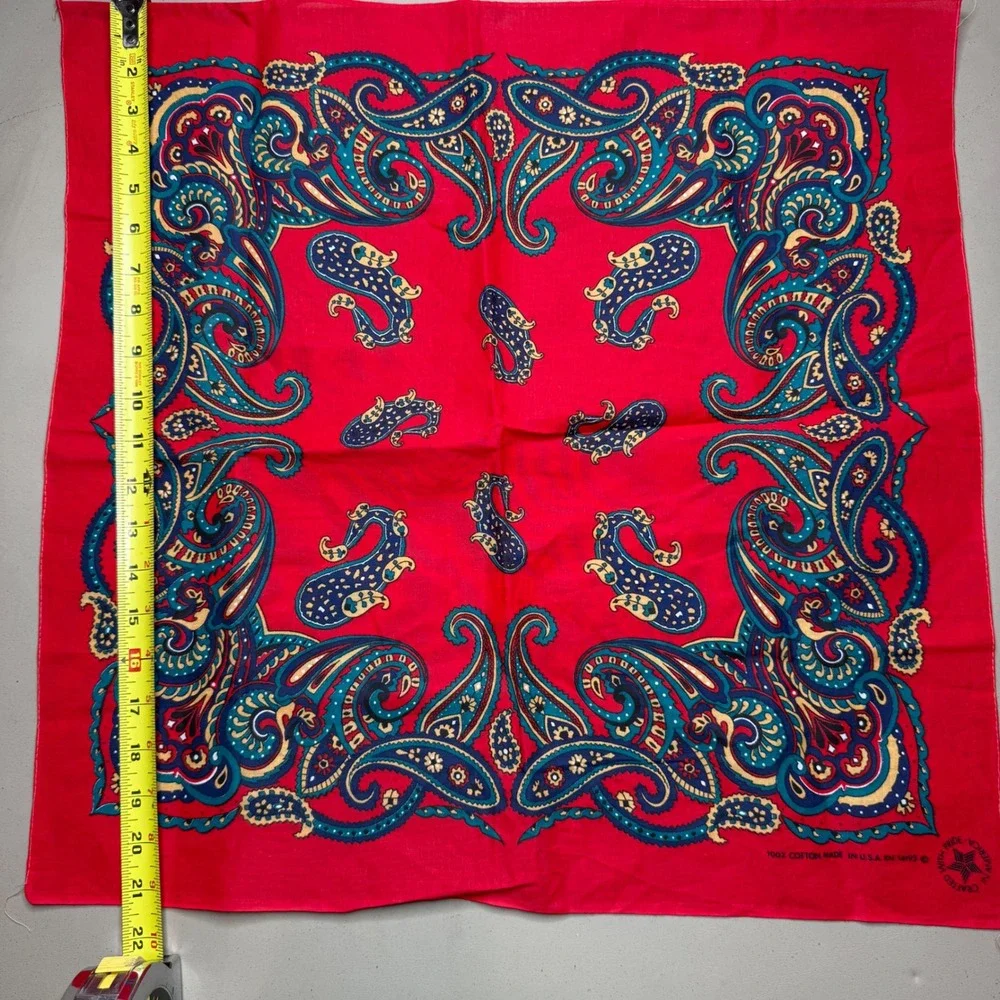Vintage Red Paisley Bandana Crafted With Pride Western Cotton Scarf USA Made